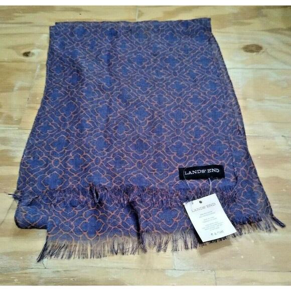 Lands' End Casual Scarf Purple Orange design NWT Lightweight - Picture 1 of 5